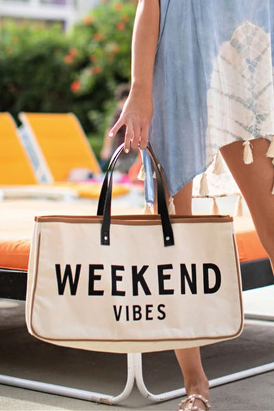 Alicia WEEKEND VIBES Canvas Tote - Threaded Pear