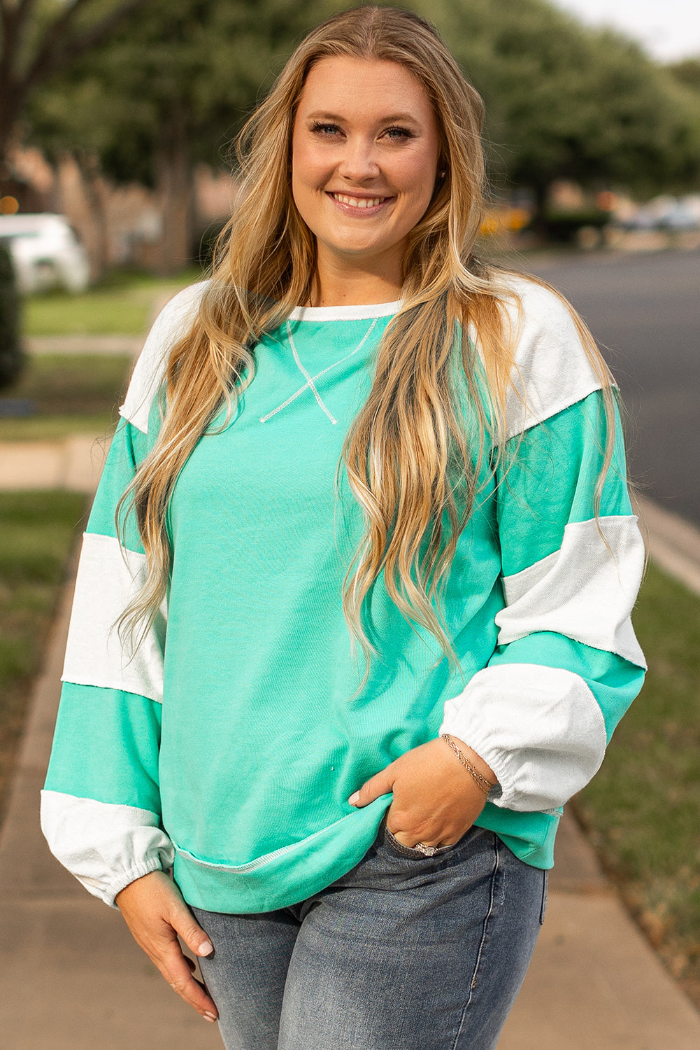 Threaded Pear Adalynn Seam Double Patched Pullover
