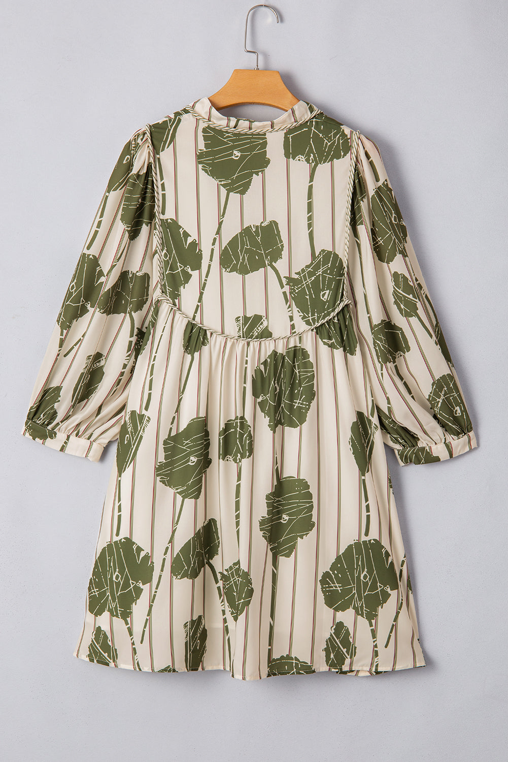 white christmas dresses Angie Floral Striped Piping Puff Sleeve Dress