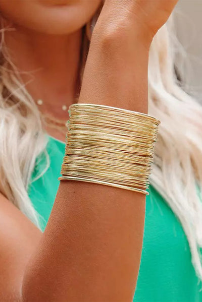 Gold Luxury Heavy Metal High Quality Open Wire Bracelet - Threaded Pear