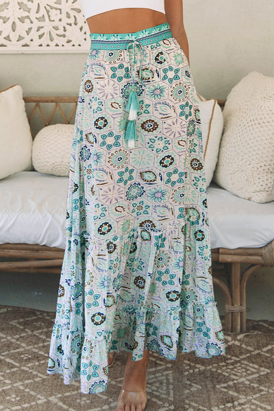 Noemi Floral Print Maxi Skirt - Threaded Pear