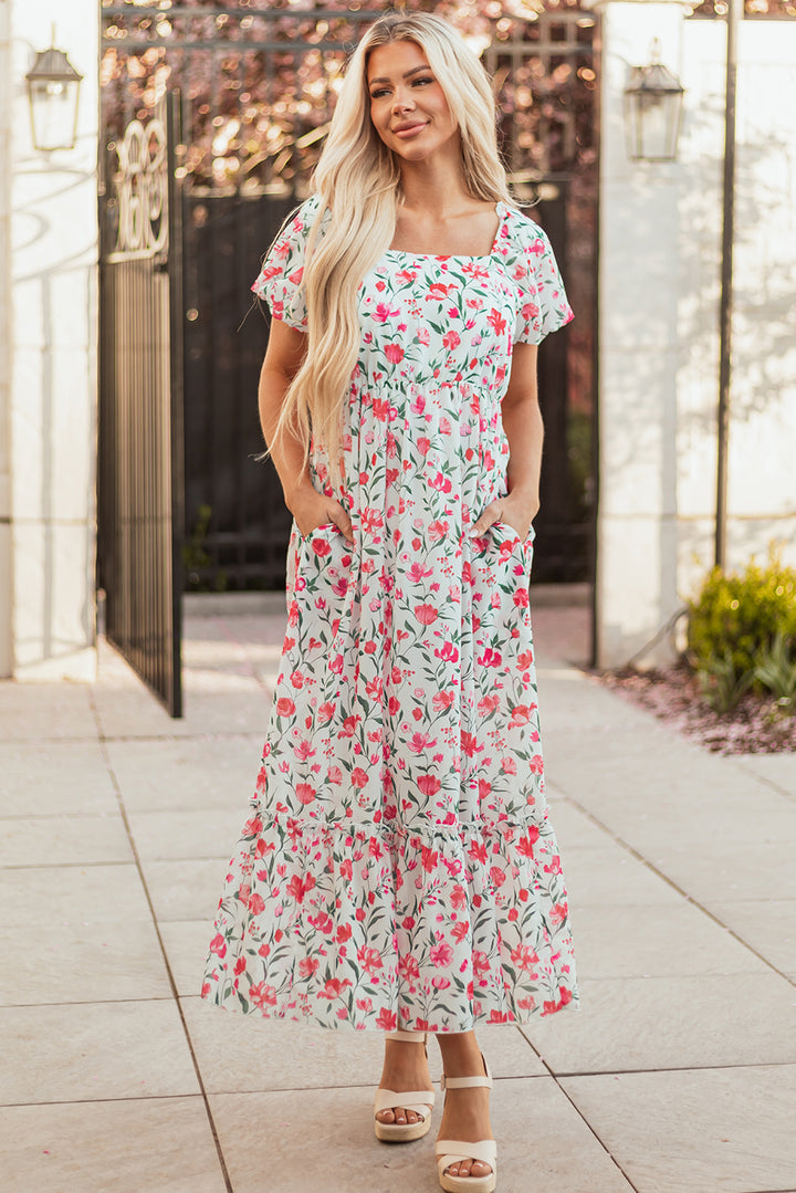 Molly Floral Square Neck Empire Waist Tiered Maxi Dress Molly Floral Square Neck Empire Waist Tiered Maxi Dress