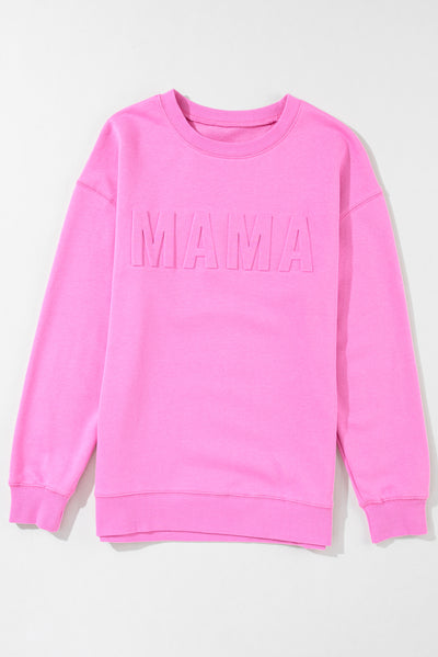 Vera MAMA Letter Embossed Casual Sweatshirt - Threaded Pear