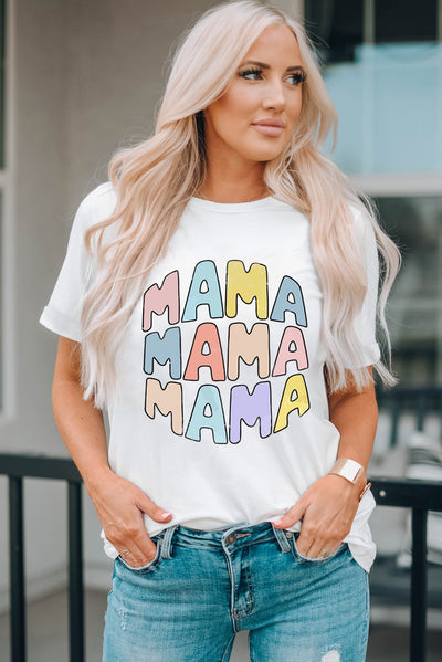 MAMA Crew Neck Casual T Shirt - Threaded Pear