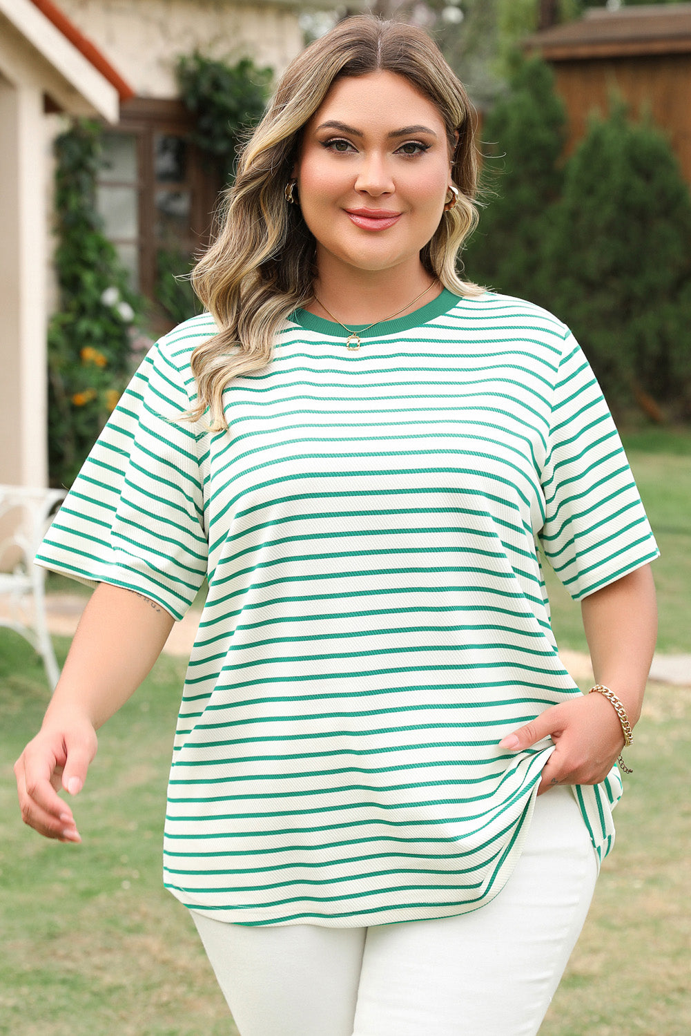 Collins Plus Size Stripe Top | Threaded Pear