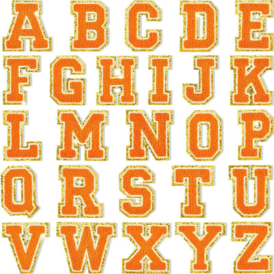 Orange Self Adhesive Chenille Letters Patches - Threaded Pear