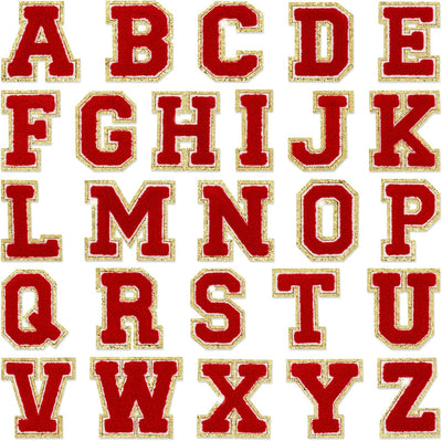 Red Self Adhesive Chenille Letters Patches - Threaded Pear