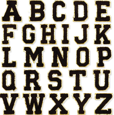 Black Self Adhesive Chenille Letters Patches - Threaded Pear