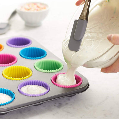 12 Reusable Silicone Baking Cups - Threaded Pear