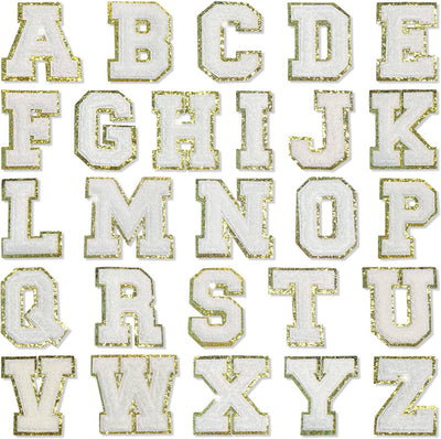 White Self Adhesive Chenille Letters Patches - Threaded Pear