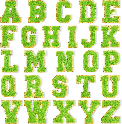 Green Self Adhesive Chenille Letters Patches - Threaded Pear