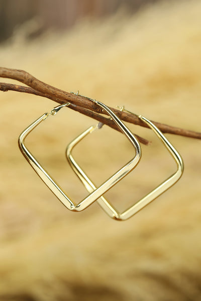 Gold Minimalist Square Hoop Earrings - Threaded Pear