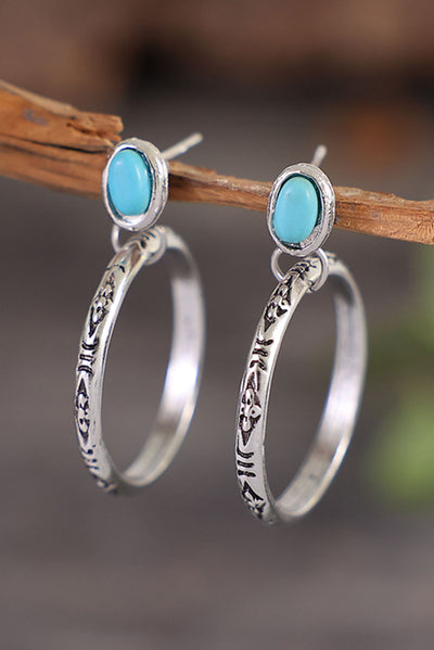Bold Ring Turquoise Stud Earrings - Threaded Pear