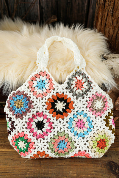 Boho Floral Crochet Retro Tote Bag - Threaded Pear