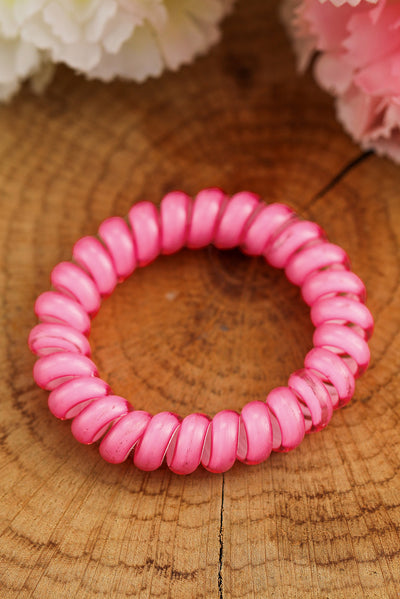 3 PCS Pink Phone Cord Hair Scrunchies - Threaded Pear