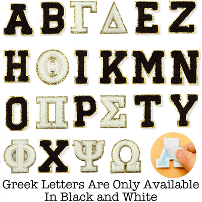 Greek Alphabet Self Adhesive Chenille Patches - Threaded Pear
