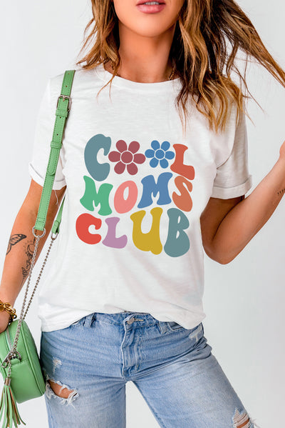 Carter COOL MOMS CLUB Flower Print Crew Neck T Shirt - Threaded Pear