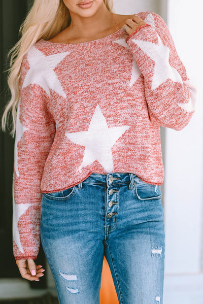 Katharine Star Spangled Casual Knit Sweater - Threaded Pear