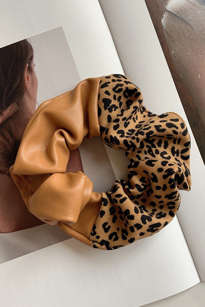 Brown Leopard Patchwork Hair Tie - Threaded Pear