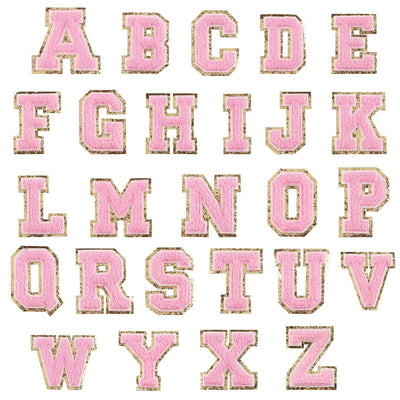 Pink Self Adhesive Chenille Letters Patches - Threaded Pear
