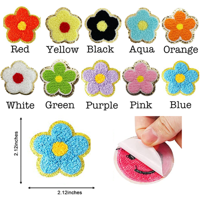 Self Adhesive Chenille Flower Patches - Threaded Pear