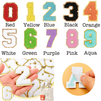 Self Adhesive Chenille Number Patches - Threaded Pear